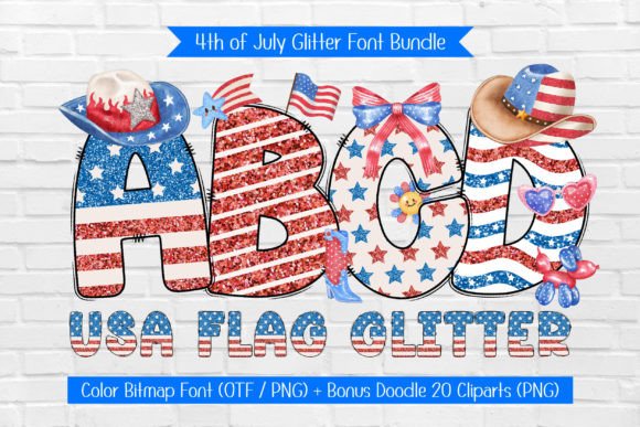Usa Flag Glitter Font Review for Web Design